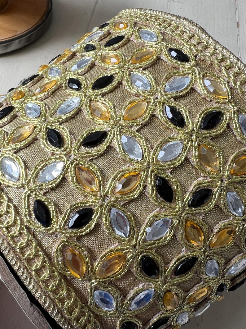 D. Stevens Luxury Ribbon Elegant Embroidery Gold Black Silver Gems 4” X ...