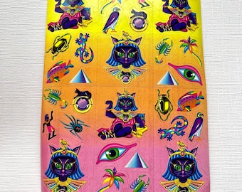 vintage rare Lisa Frank Cleocatra Egyptian cat sticker sheet Complete 1990s S244