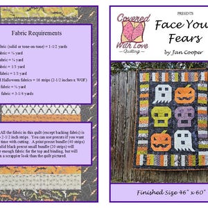 Halloween quilt pattern - Face Your Fears - PDF download