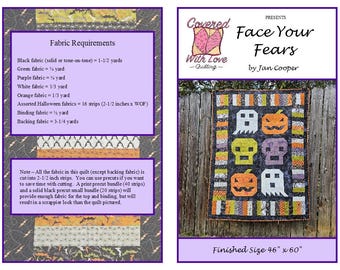 Halloween quilt pattern - Face Your Fears - PDF download