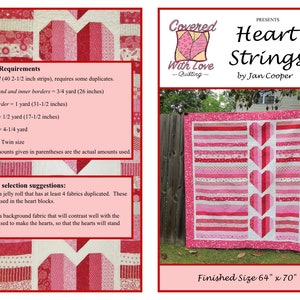 Heart Strings, jellyroll quilt, PDF pattern image 1