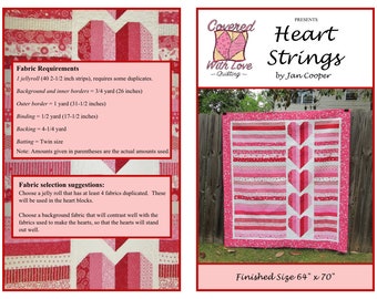 Heart Strings, jellyroll quilt, PDF pattern