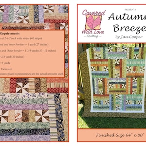 Autumn Breeze, jellyroll quilt pattern image 1