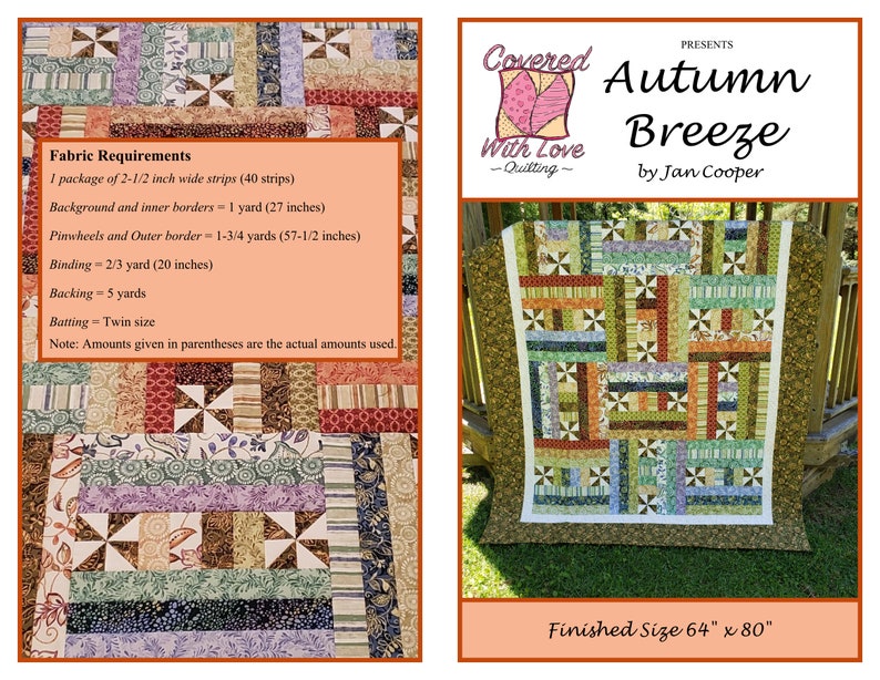 Autumn Breeze, jellyroll quilt pattern image 1