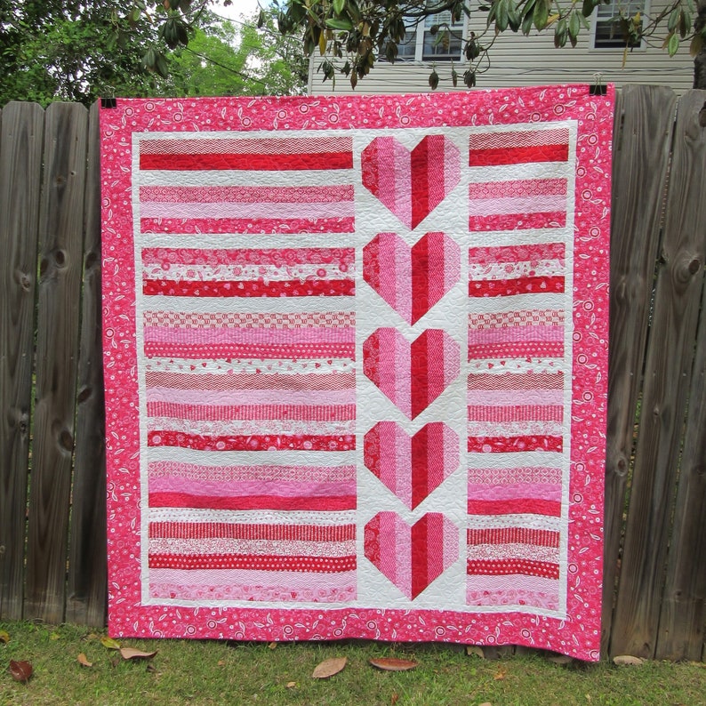 Heart Strings, jellyroll quilt, PDF pattern image 2