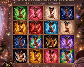 Colorful Black Fairy Wall Art Collection | Tinker Bell Decor Set | Digital Download