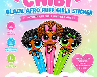 Black Powerpuff Girls Inspired Digital Sticker | Digital Download