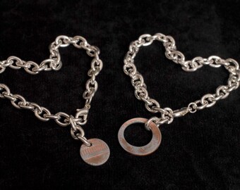 Penny Friendship Bracelet, Two Sisters, Mother Daughter, BFF Coin Jewelry, Penny Charm from one Coin, Unique Gift, Togeter We Make Cents