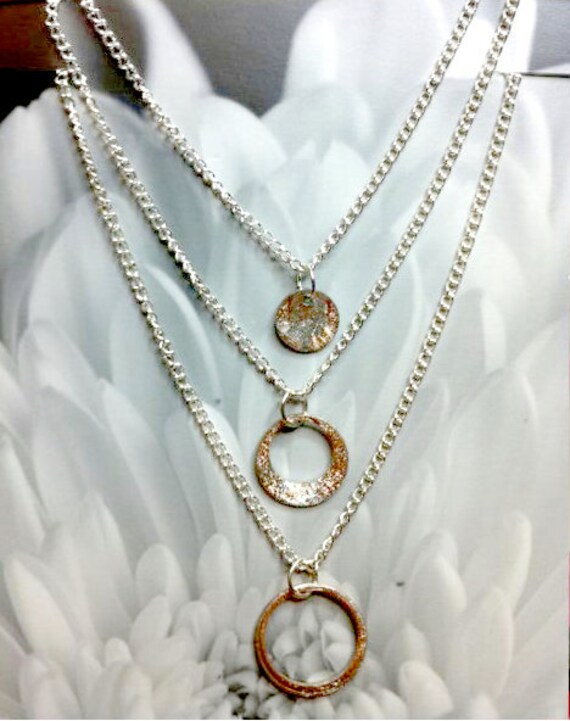 Friendship Necklace Three Piece Penny Set on Sterling Silver Chain w Clasp- Mother Daughter Granddaughter Sisters BFF Family Besties Forever