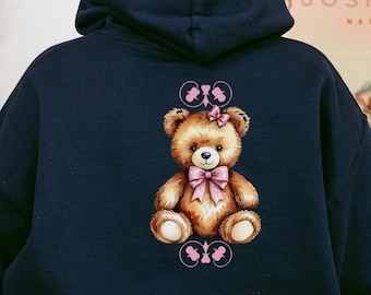 Cozy Always Teddy Bear Hoodie for Women, Soft Cozy Aesthetic Sweatshirt, Cute Teddy Hoodie, Girly Comfort Hoodie, Gift for Her