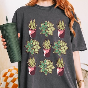 Retro Succulent T-Shirt: Comfort Colors Plant Lover Tee