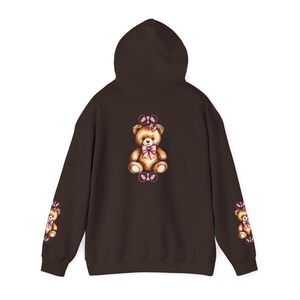 Przytulna bluza z kapturem "Teddy Bear" dla kobiet, miękka i estetyczna bluza, słodka bluza z kapturem "Teddy Bear", dziewczęca bluza z kapturem, prezent dla niej Dark Chocolate