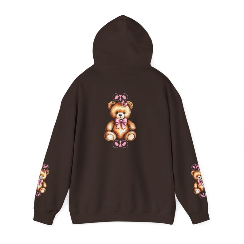 Przytulna bluza z kapturem "Teddy Bear" dla kobiet, miękka i estetyczna bluza, słodka bluza z kapturem "Teddy Bear", dziewczęca bluza z kapturem, prezent dla niej Dark Chocolate