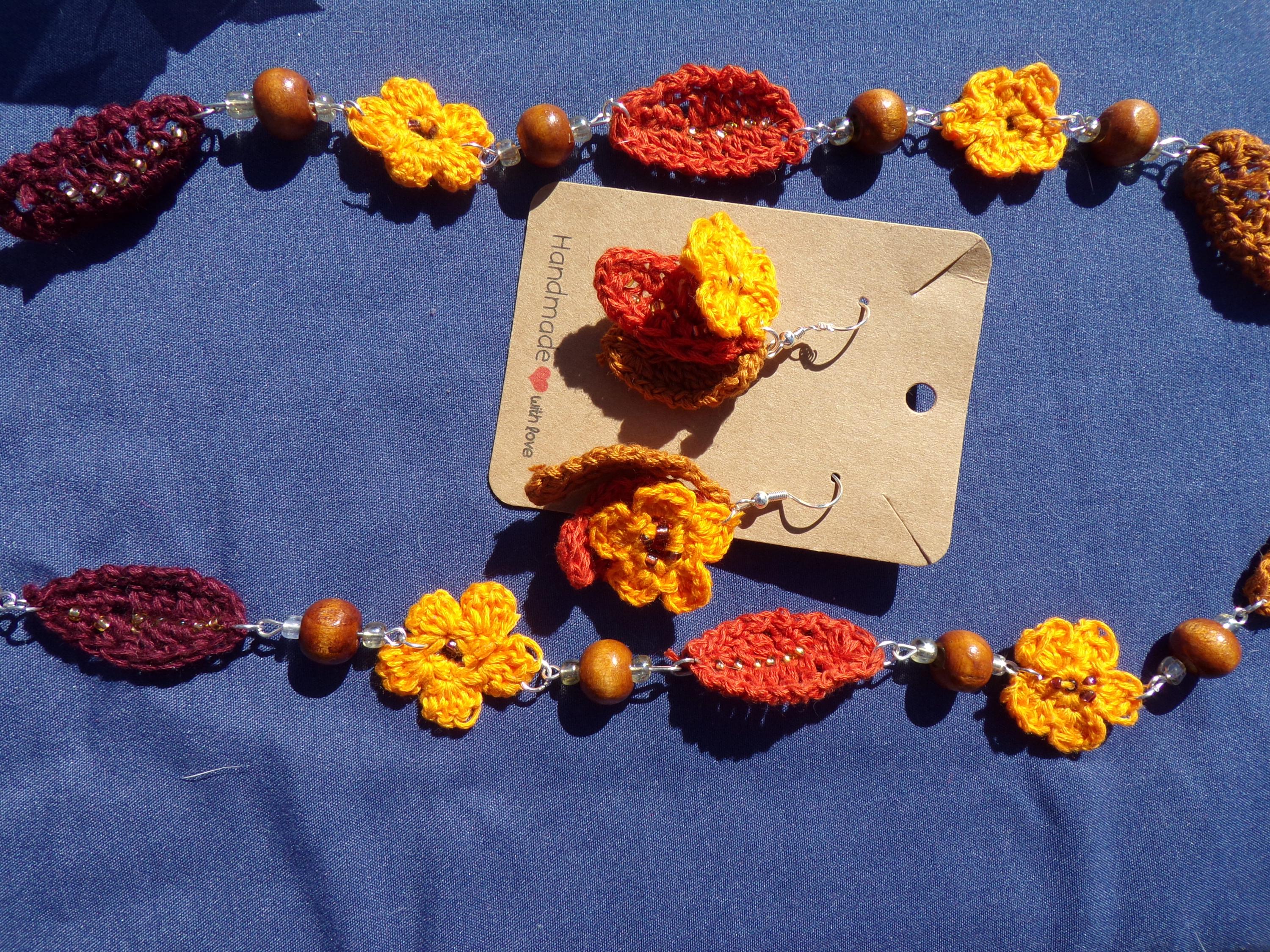 Autumn leaves necklace set: Handmade Statement Jewelry - Thumbnail 3