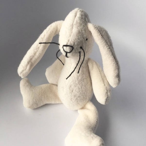 Eco Organic Cotton Natural Bunny Rabbit Easter Doll Velour Stuffed Animal Toy