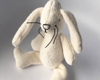 Eco Organic Cotton Natural Bunny Rabbit Easter Doll Velour Stuffed Animal Toy