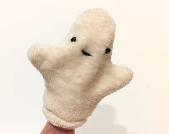 Organic Ghost Finger Puppet Eco Friendly Halloween Baby Toddler Toy
