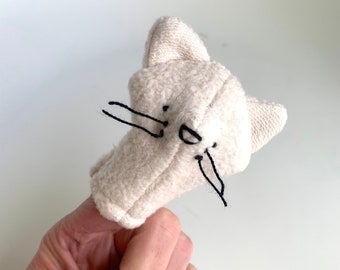 Organic Finger Puppet Cat Kitty Kitten Natural Toy