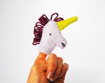 Eco Friendly Organic Finger Puppet Purple Unicorn Fantasy Horse Toy