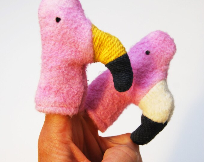 Eco Friendly Organic Flamingo Finger Puppet Tropical Bird Toy Etsy