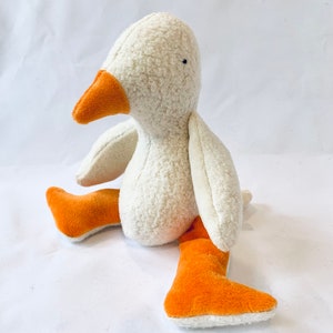 Organic Cotton Natural Duck Bird Easter Doll Velour Eco Stuffed Goose Animal Plush Toy