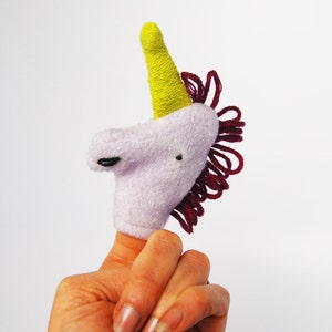 Eco Friendly Organic Finger Puppet Purple Unicorn Fantasy Horse Toy image 4