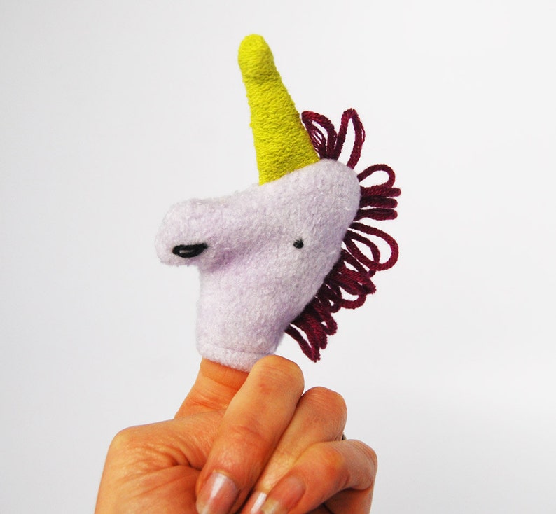 Eco Friendly Organic Finger Puppet Purple Unicorn Fantasy Horse Toy image 4