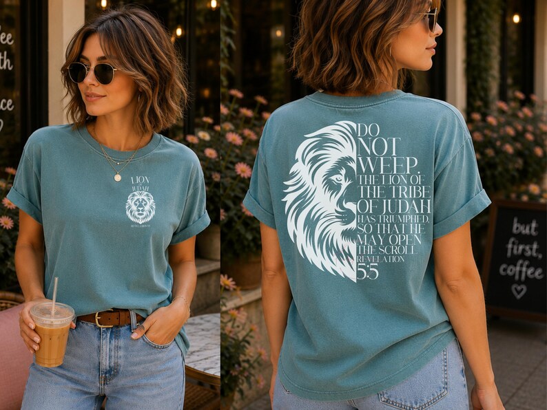 Black and White Lion PNG Bundle | Revelation 5:5 Lion of Judah Sublimation & DTF Design | Christian Shirt Pocket and Back image 8
