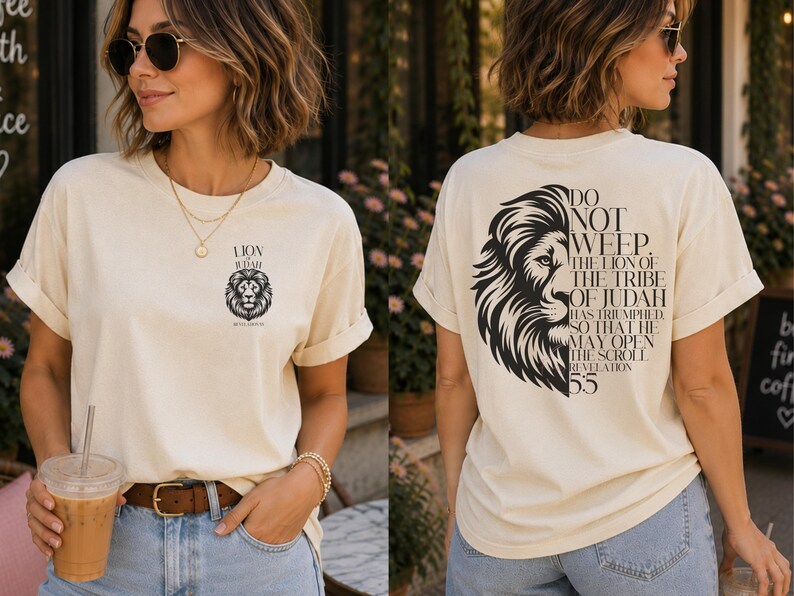 Black and White Lion PNG Bundle | Revelation 5:5 Lion of Judah Sublimation & DTF Design | Christian Shirt Pocket and Back image 11