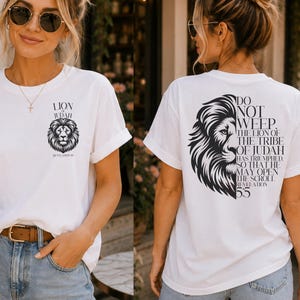 Black and White Lion PNG Bundle | Revelation 5:5 Lion of Judah Sublimation & DTF Design | Christian Shirt Pocket and Back image 3