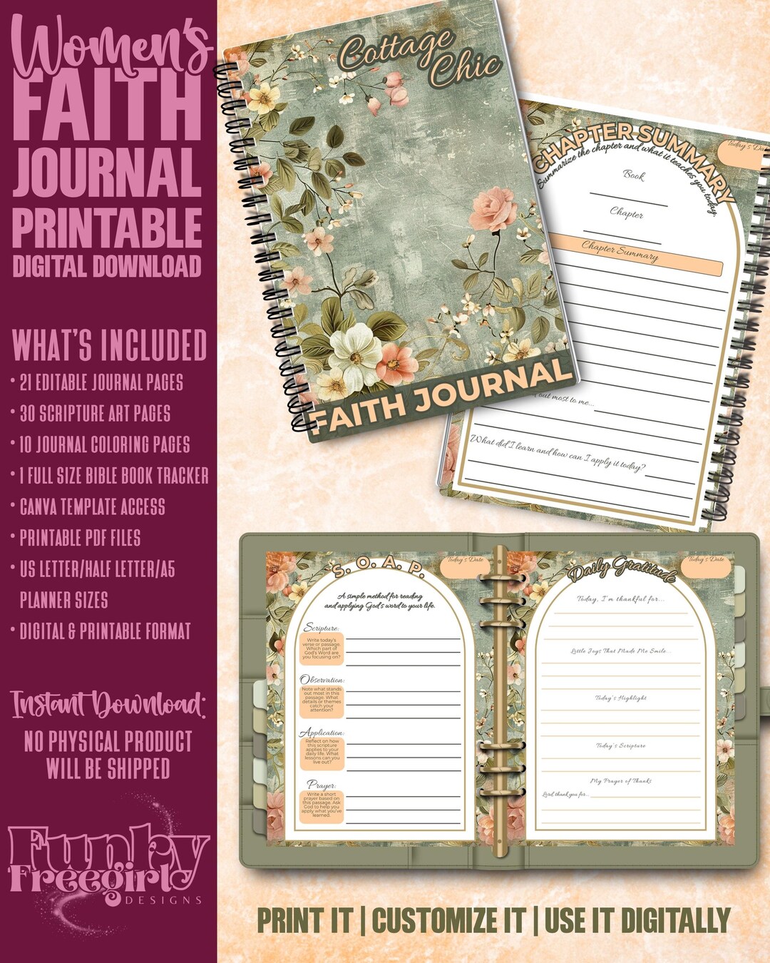 Faith Journal Printable, Bible Study Journal for Women, Christian ...