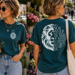Black and White Lion PNG Bundle | Revelation 5:5 Lion of Judah Sublimation & DTF Design | Christian Shirt Pocket and Back image 9