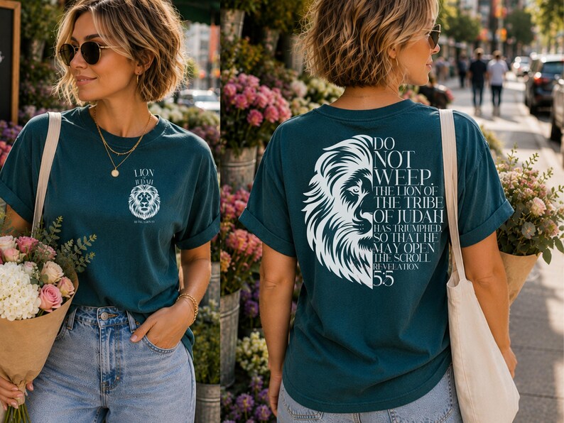 Black and White Lion PNG Bundle | Revelation 5:5 Lion of Judah Sublimation & DTF Design | Christian Shirt Pocket and Back image 9