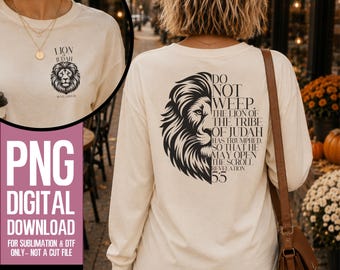 Black and White Lion PNG Bundle | Revelation 5:5 Lion of Judah Sublimation & DTF Design | Christian Shirt Pocket and Back
