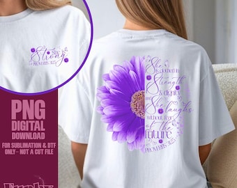 Proverbs 31:25 PNG | She Is Clothed With Strength and Dignity Christian Sublimation & DTF Design | Bible Verse Shirt Pocket and Back