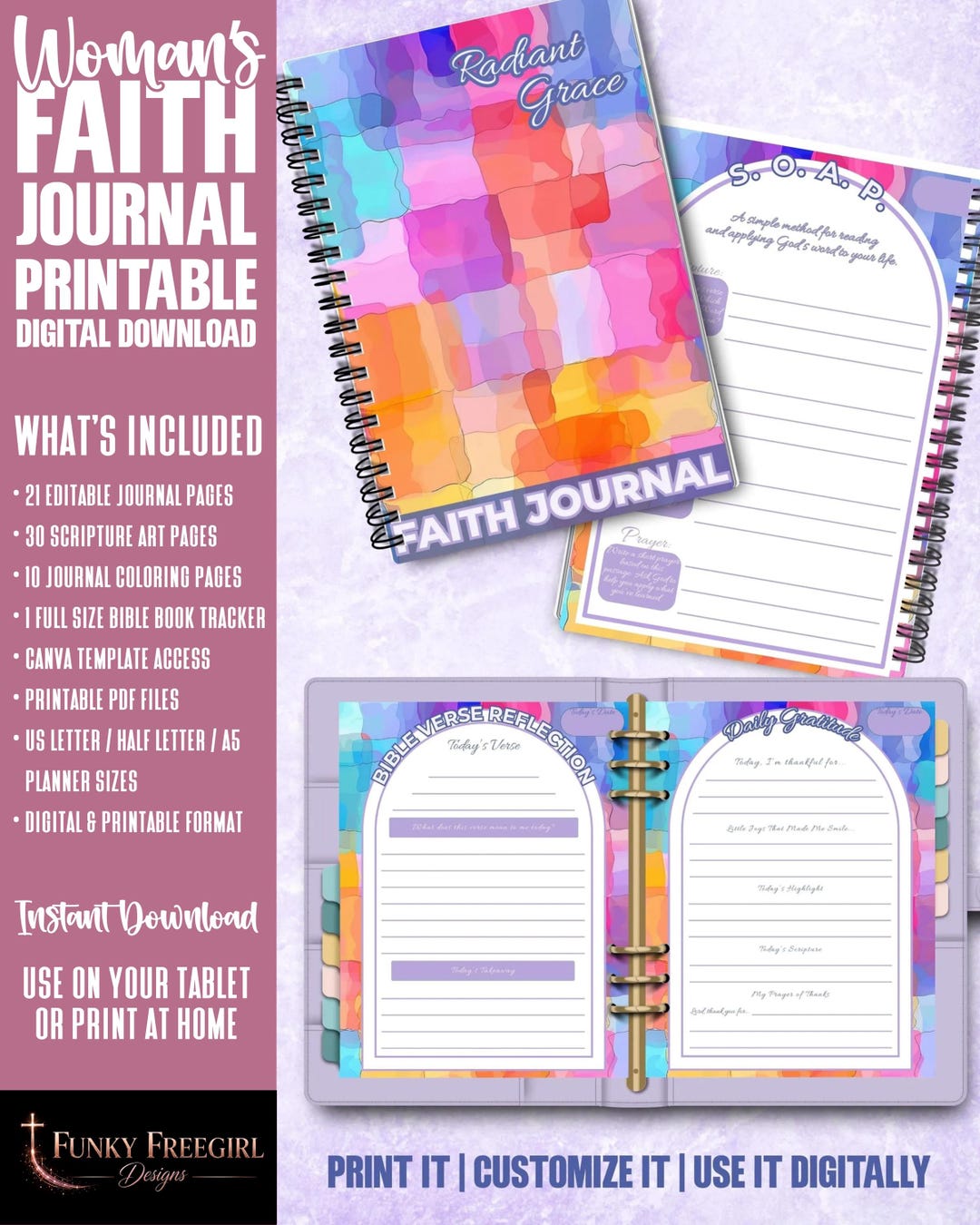 Faith Journal Printable, Bible Study Journal for Women, Christian ...