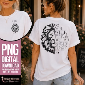 Black and White Lion PNG Bundle | Revelation 5:5 Lion of Judah Sublimation & DTF Design | Christian Shirt Pocket and Back image 1