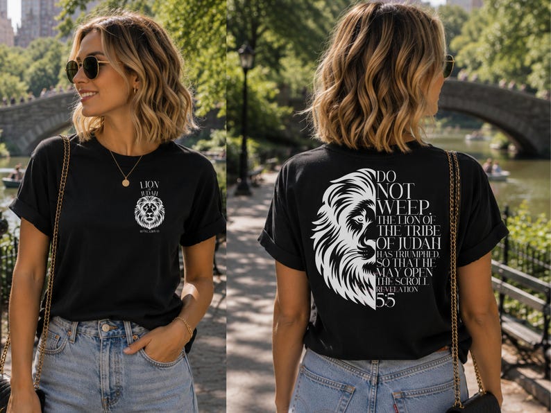 Black and White Lion PNG Bundle | Revelation 5:5 Lion of Judah Sublimation & DTF Design | Christian Shirt Pocket and Back image 4