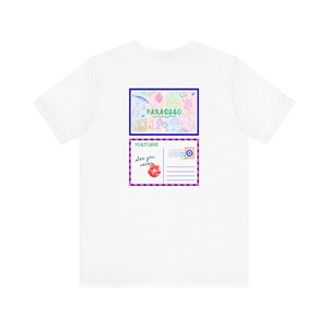 Cartes postales Paradiso T-shirt graphique unisexe recto-verso pour l'été européen