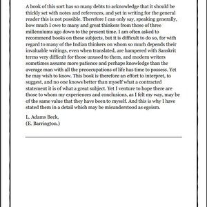 May include: A black and white text page with the title "Preface" and a short excerpt from a book about Indian thinkers. The text discusses the challenges of writing about Indian thinkers and the importance of their work.