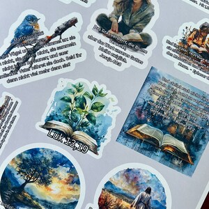 Christliche Sticker, schöne Bilder mit Bibelversen, wasserfest, Vinyl, handgemacht und detailreich.