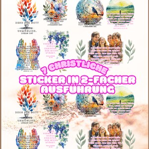 Christliche Sticker mit Bibelversen (14 Stk.) auf wasserfestem Vinyl - ermutigende Bibelverse - Aufkleber in wunderschönen Farben.