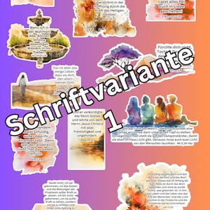Christliche Sticker mit Bibelversen - auf Wunsch personalisiert - hochauflösend - 11 Stück - Vinyl - wasserfest - auf Deutsch.