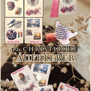 12 christliche Sticker mit Bibelversen auf wasserfestem Vinyl - Bible Journaling - Aufkleber in wunderschönen Farben.