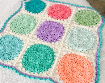 Handmade Crocheted Granny Square Baby Blanket - Heirloom Gift