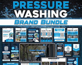 Pressure Wash Bundle, Website Template, Business & Loyalty card, Flyers, Door Hanger, Price List, Link In Bio, QR Scan To Pay / Review Sign