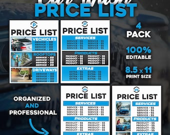 Car Detailing Price List Template, Automotive Services Business Flyer, Pressure Wash, Interior & Exterior Cleaning, Mobile Mechanic form