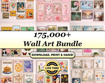 175,000+ Printable Wall Art Bundle | Gallery Wall Art Set | Maximalist, Vintage & Modern Prints | Trendy Dopamine Posters, Instant Download