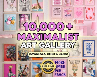 10,000+ Maximalist Wall Decor Art Bundle, Dopamine Printable Set, Preppy Aesthetic Wall Hanging For Apartment, Dorm, Kitchen & Living Rooms