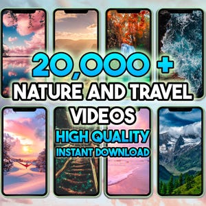Oltre 20.000 video estetici sulla natura, sfondi con schermo verde in movimento, viaggi, cielo, riprese con drone, video senza volto, TikTok Instagram Reels Yt Shorts